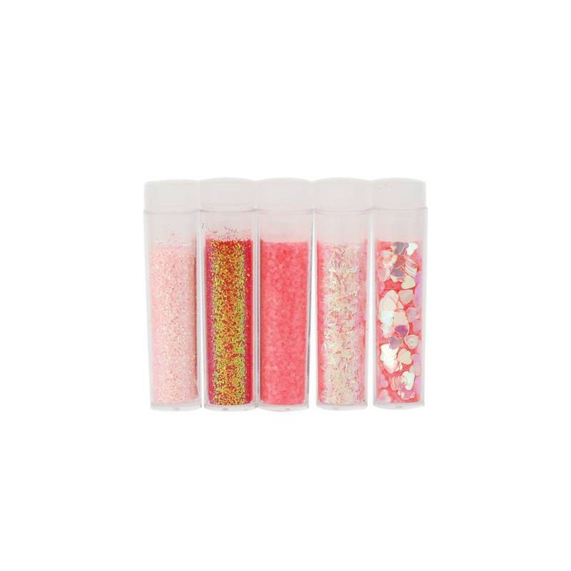 bedelaar taal dwaas Glitter & Flitter set - roze, 5 x 1,8 gram
