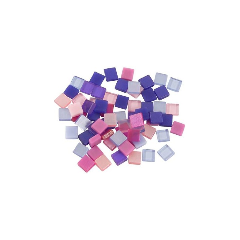 creëren toespraak wijs Kunststof mozaiek steentjes paars/roze 25 gram (5 x 5 mm)